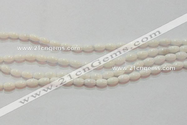 CAG7200 15.5 inches 5*8mm rice white agate gemstone beads