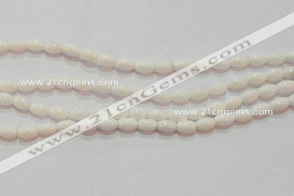 CAG7201 15.5 inches 6*9mm rice white agate gemstone beads