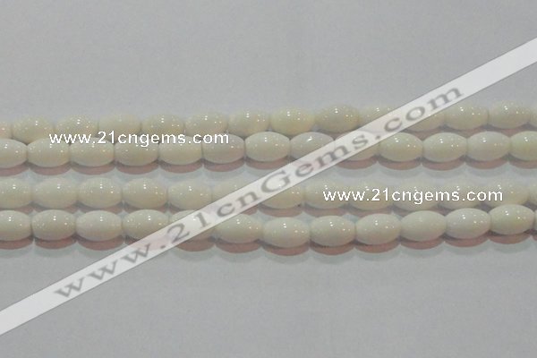 CAG7202 15.5 inches 8*12mm rice white agate gemstone beads