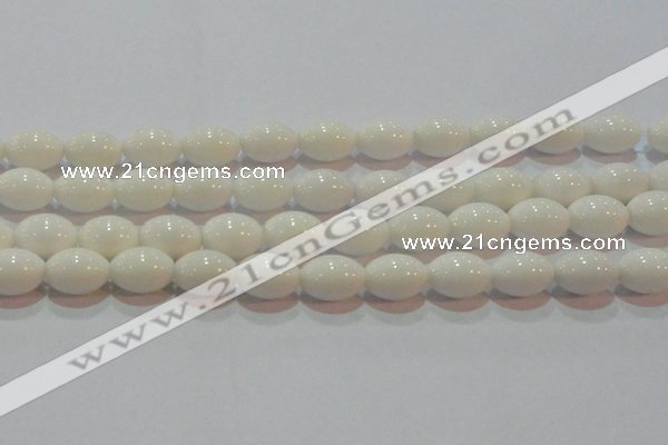 CAG7203 15.5 inches 10*14mm rice white agate gemstone beads