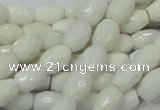 CAG721 15.5 inches 8*10mm faceted rice white agate gemstone beads