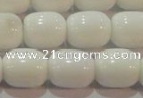 CAG7211 15.5 inches 10*12mm drum white agate gemstone beads