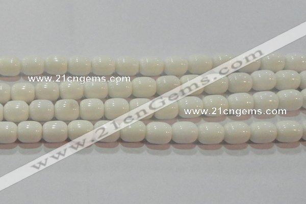 CAG7211 15.5 inches 10*12mm drum white agate gemstone beads