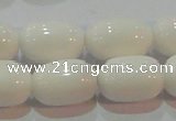 CAG7212 15.5 inches 10*14mm drum white agate gemstone beads