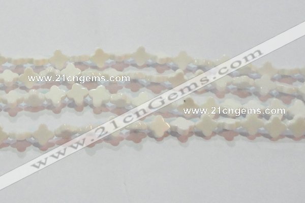 CAG7217 15.5 inches 10*10mm flower white agate gemstone beads