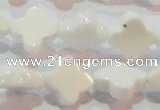 CAG7218 15.5 inches 12*12mm flower white agate gemstone beads