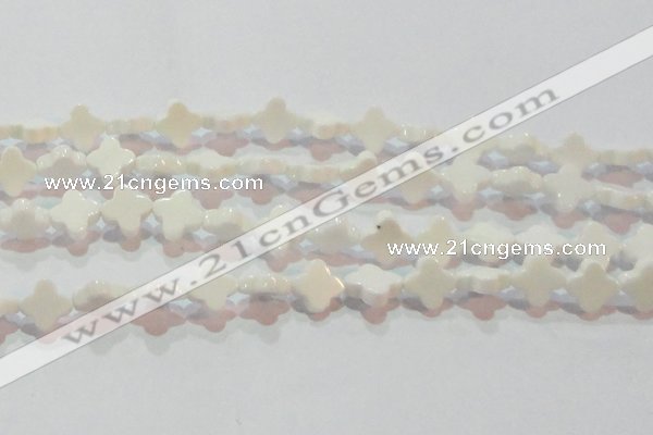 CAG7218 15.5 inches 12*12mm flower white agate gemstone beads