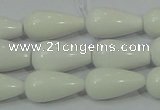 CAG722 15.5 inches 10*20mm teardrop white agate gemstone beads