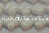 CAG7220 15.5 inches 12*12mm carved flower white agate gemstone beads