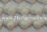 CAG7220 15.5 inches 12*12mm carved flower white agate gemstone beads