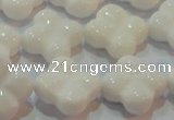 CAG7223 15.5 inches 18*18mm carved flower white agate gemstone beads
