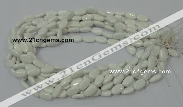 CAG724 15.5 inches 8*14mm oval white agate gemstone beads wholesale