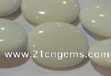 CAG7243 15.5 inches 22*30mm oval white agate gemstone beads