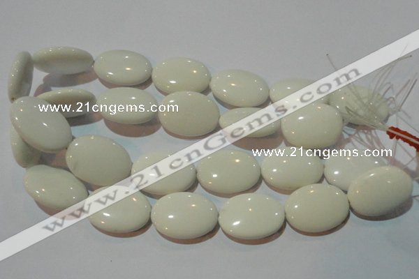 CAG7243 15.5 inches 22*30mm oval white agate gemstone beads