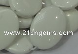 CAG725 15.5 inches 20*30mm oval white agate gemstone beads wholesale