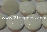 CAG7252 15.5 inches 12mm flat round white agate gemstone beads