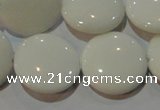 CAG7253 15.5 inches 14mm flat round white agate gemstone beads