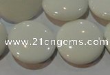 CAG7254 15.5 inches 16mm flat round white agate gemstone beads