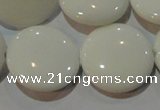 CAG7255 15.5 inches 18mm flat round white agate gemstone beads