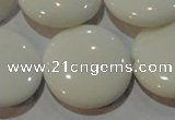 CAG7257 15.5 inches 25mm flat round white agate gemstone beads