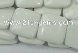 CAG726 15.5 inches 20*20mm square white agate gemstone beads