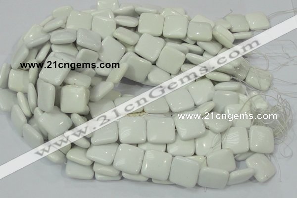 CAG726 15.5 inches 20*20mm square white agate gemstone beads