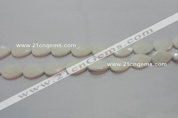 CAG7265 15.5 inches 12*16mm faceted flat teardrop white agate beads