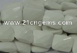 CAG727 15.5 inches 15*20mm twisted faceted rectangle white agate beads