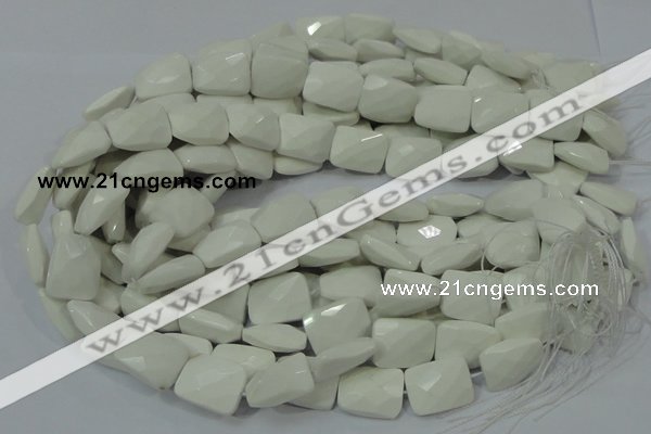 CAG727 15.5 inches 15*20mm twisted faceted rectangle white agate beads