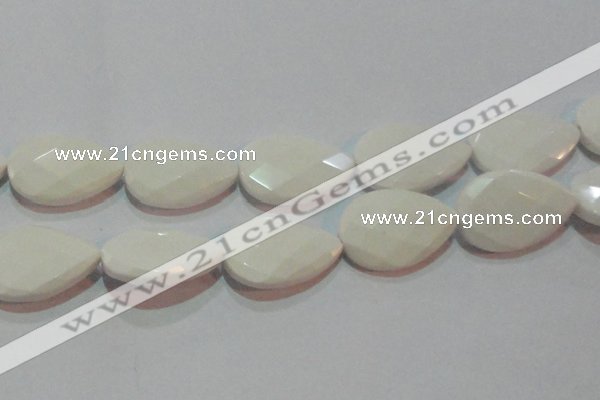 CAG7270 15.5 inches 30*40mm faceted flat teardrop white agate beads