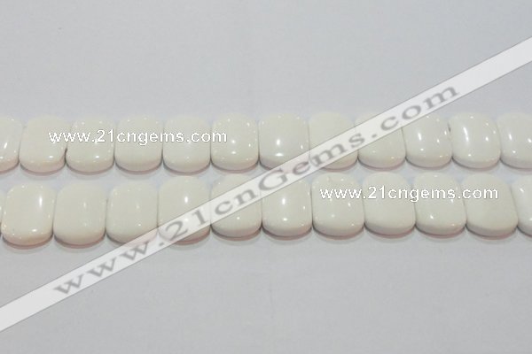 CAG7275 15.5 inches 18*25mm rectangle double drilled white agate beads