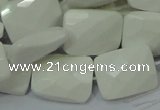 CAG728 15.5 inches 18*25mm twisted faceted rectangle white agate beads