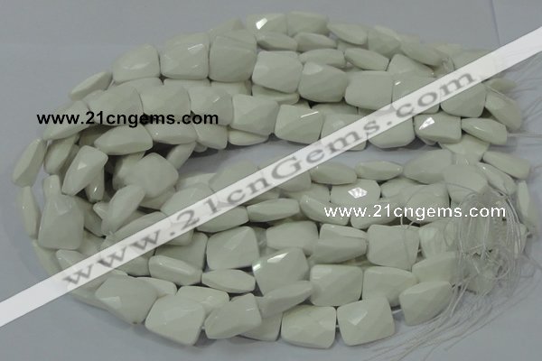 CAG728 15.5 inches 18*25mm twisted faceted rectangle white agate beads