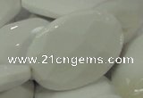 CAG731 15.5 inches 30*45mm faceted freeform white agate beads