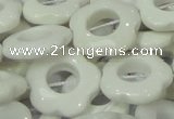 CAG732 15.5 inches 22*22mm flower-shaped white agate beads