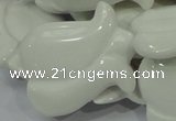 CAG733 15.5 inches 30*40mm flower-shaped white agate beads