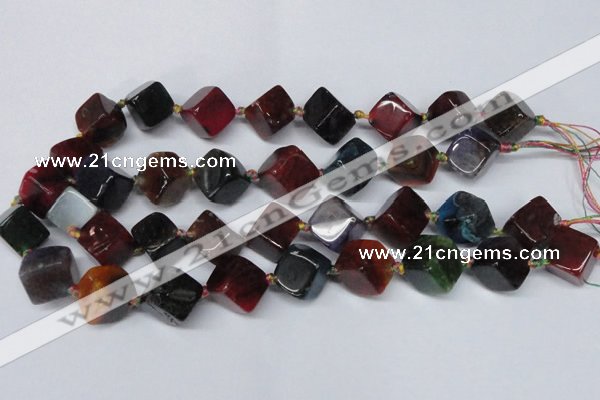 CAG7418 15.5 inches 13*14mm - 14*15mm cube dragon veins agate beads