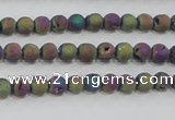 CAG7448 15.5 inches 4mm round plated druzy agate beads wholesale