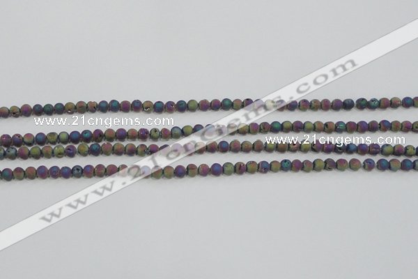 CAG7448 15.5 inches 4mm round plated druzy agate beads wholesale