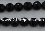 CAG7451 15.5 inches 6mm faceted round matte black agate beads