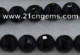 CAG7452 15.5 inches 8mm faceted round matte black agate beads