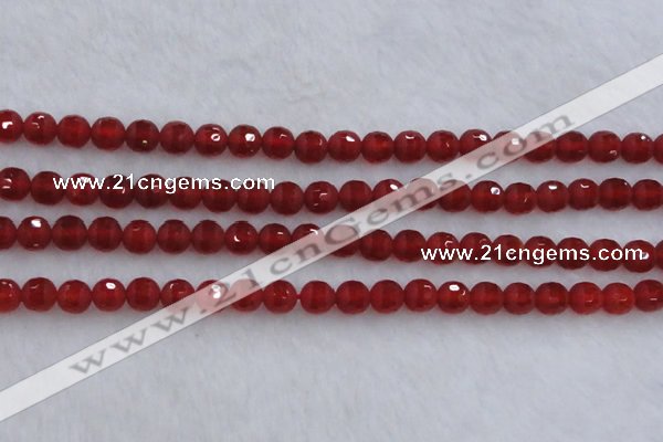 CAG7456 15.5 inches 6mm faceted round matte red agate beads