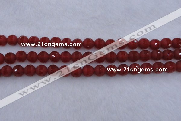 CAG7458 15.5 inches 10mm faceted round matte red agate beads