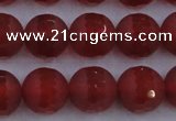 CAG7459 15.5 inches 12mm faceted round matte red agate beads