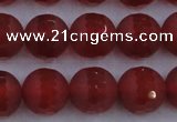 CAG7459 15.5 inches 12mm faceted round matte red agate beads