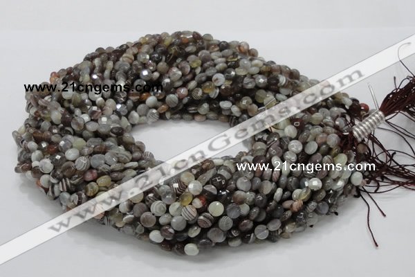 CAG749 15.5 inches 6mm faceted coin botswana agate beads wholesale