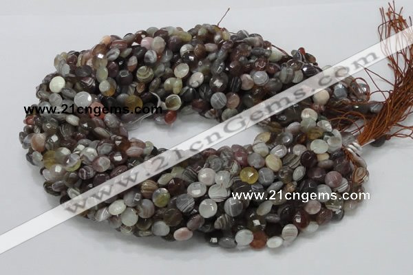 CAG750 15.5 inches 8mm faceted coin botswana agate beads wholesale