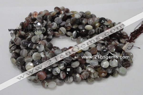 CAG752 15.5 inches 12mm faceted coin botswana agate beads wholesale