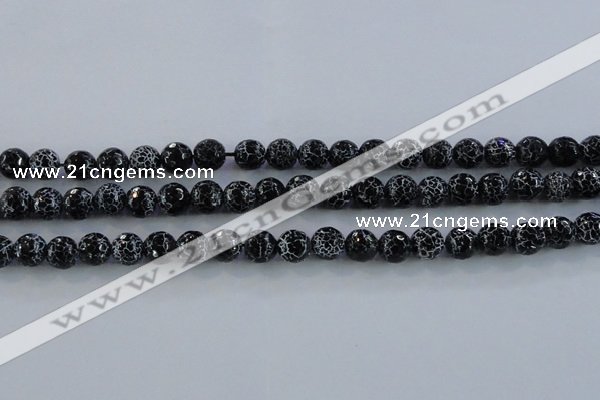 CAG7602 15.5 inches 8mm faceted round frosted agate beads wholesale