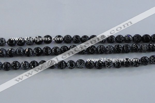 CAG7603 15.5 inches 10mm faceted round frosted agate beads wholesale